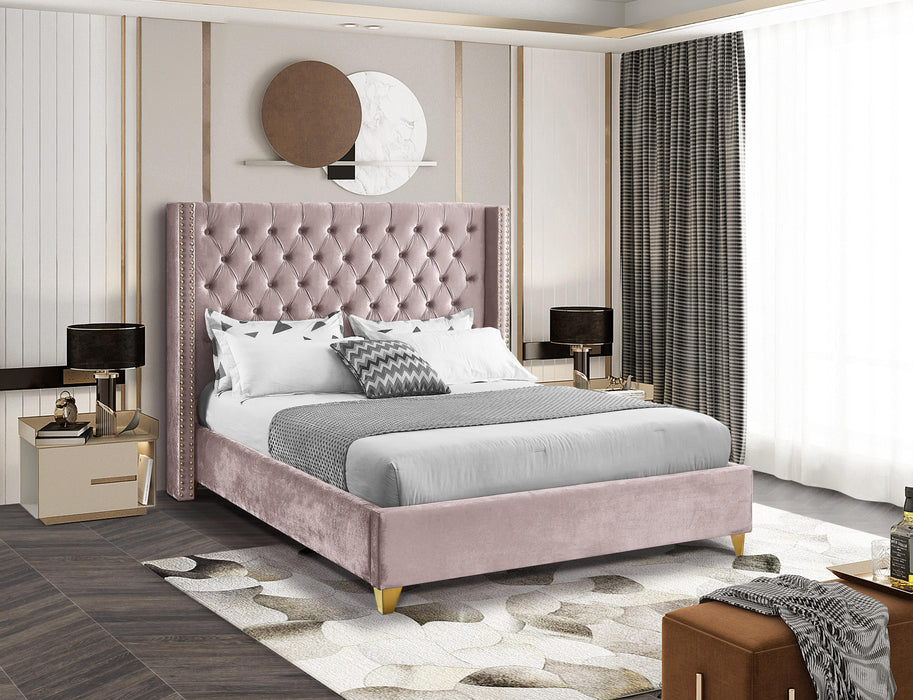 Barolo Pink Velvet Queen Bed