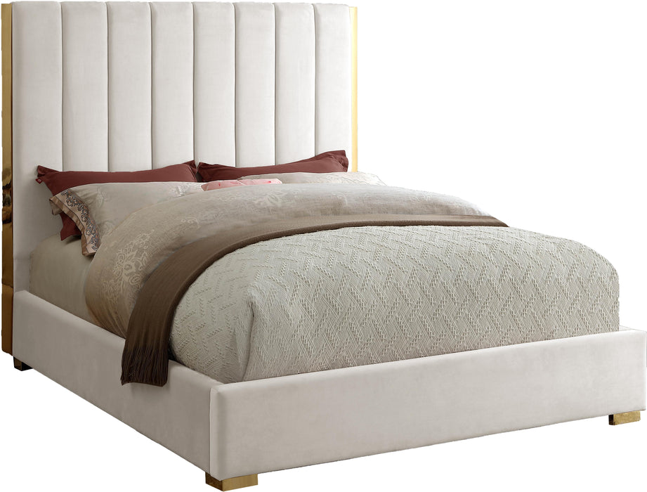 Becca Cream Velvet Queen Bed