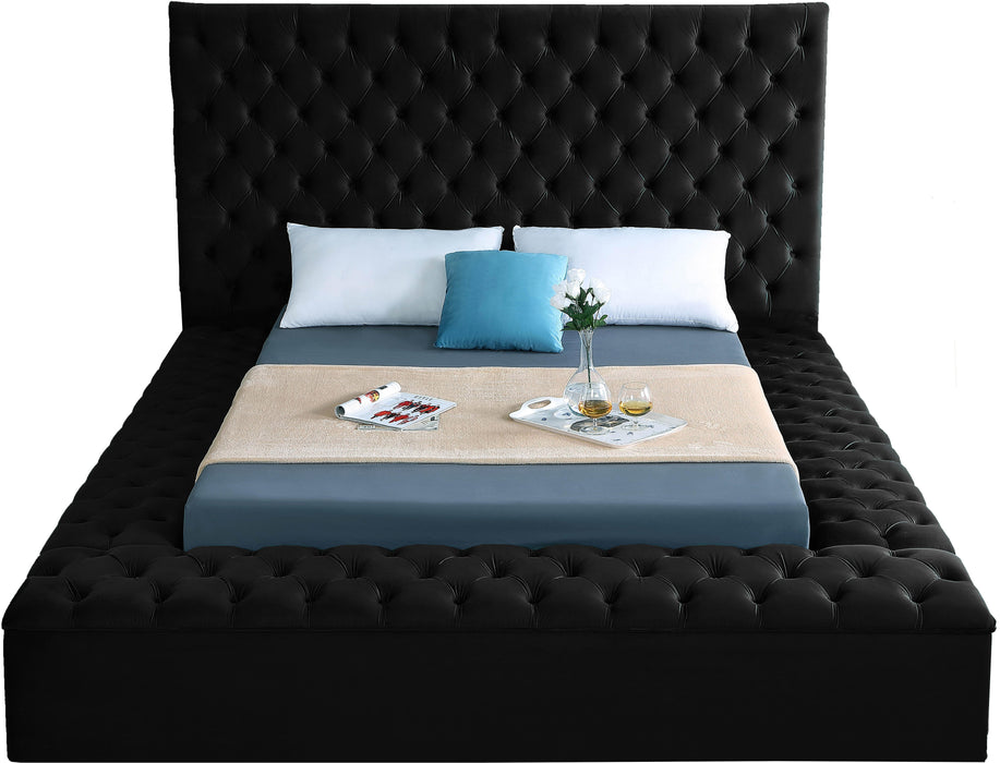 Bliss Black Velvet Queen Bed (3 Boxes)