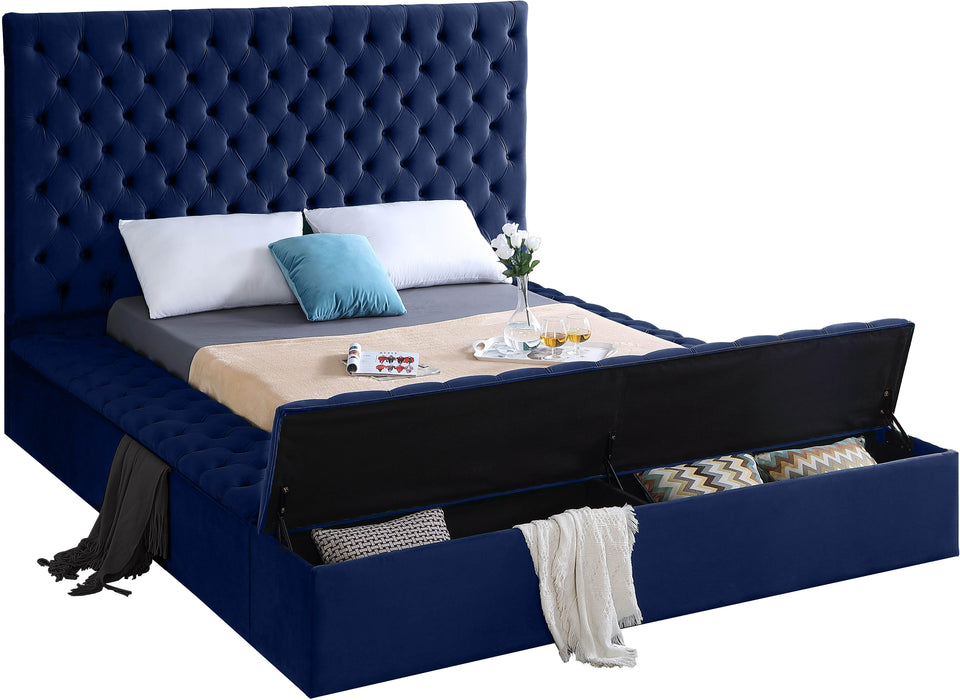 Bliss Navy Velvet King Bed (3 Boxes)