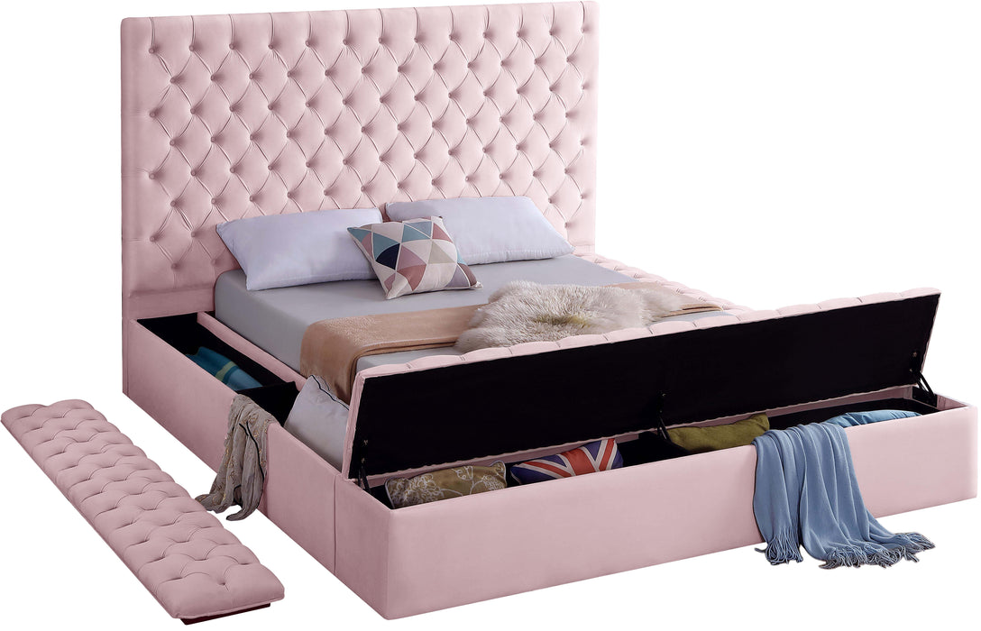 Bliss Pink Velvet King Bed (3 Boxes)