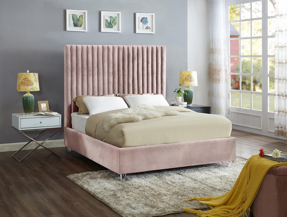 Candace Pink Velvet Full Bed