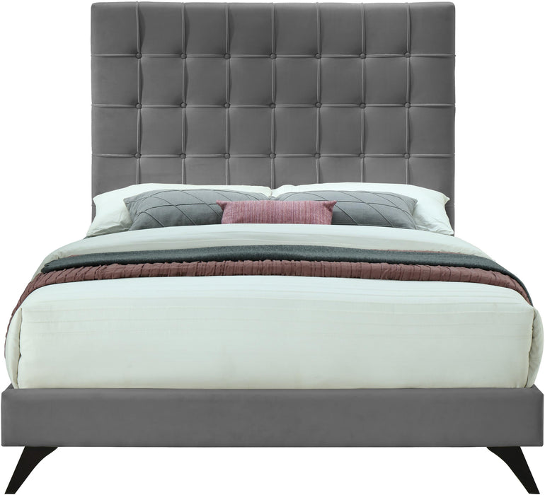 Elly Grey Velvet King Bed