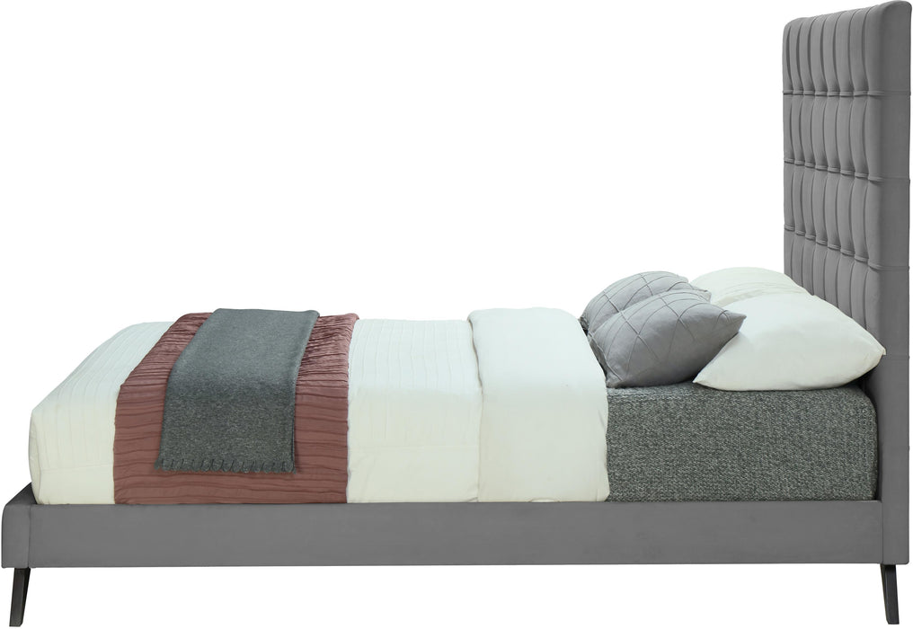 Elly Grey Velvet Queen Bed