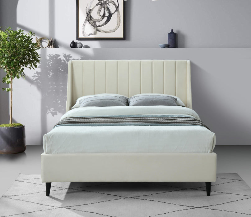 Eva Cream Velvet King Bed