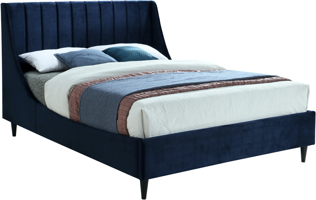 Eva Navy Velvet Queen Bed image