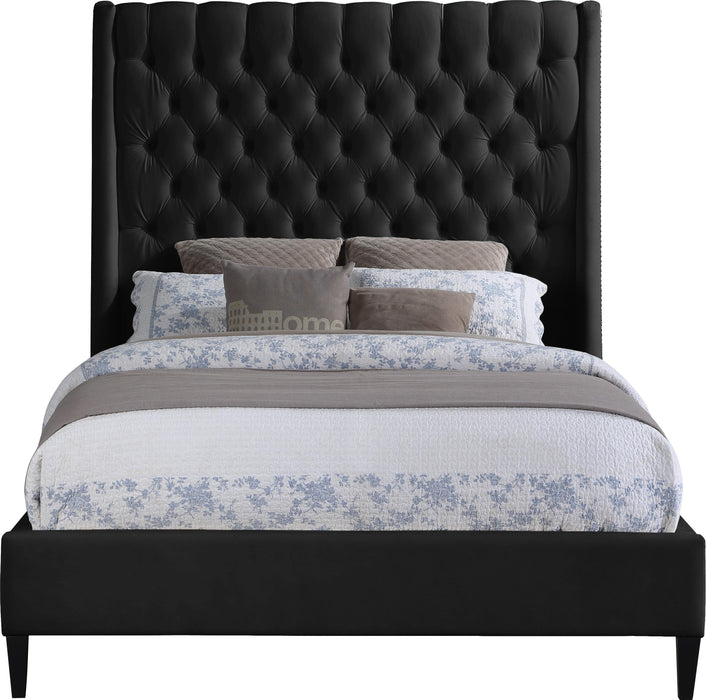 Fritz Black Velvet Queen Bed