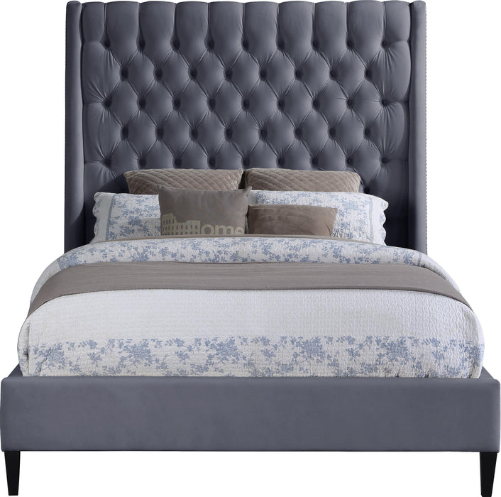 Fritz Grey Velvet Queen Bed