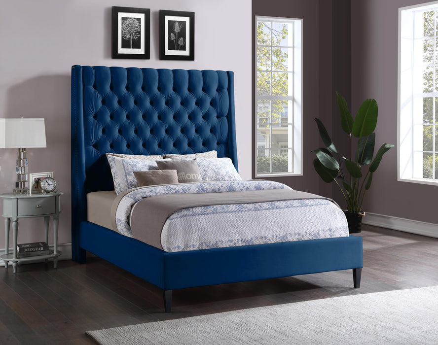 Fritz Navy Velvet Queen Bed