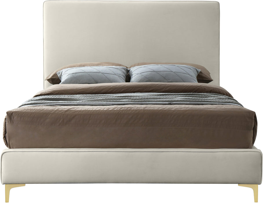 Geri Cream Velvet King Bed