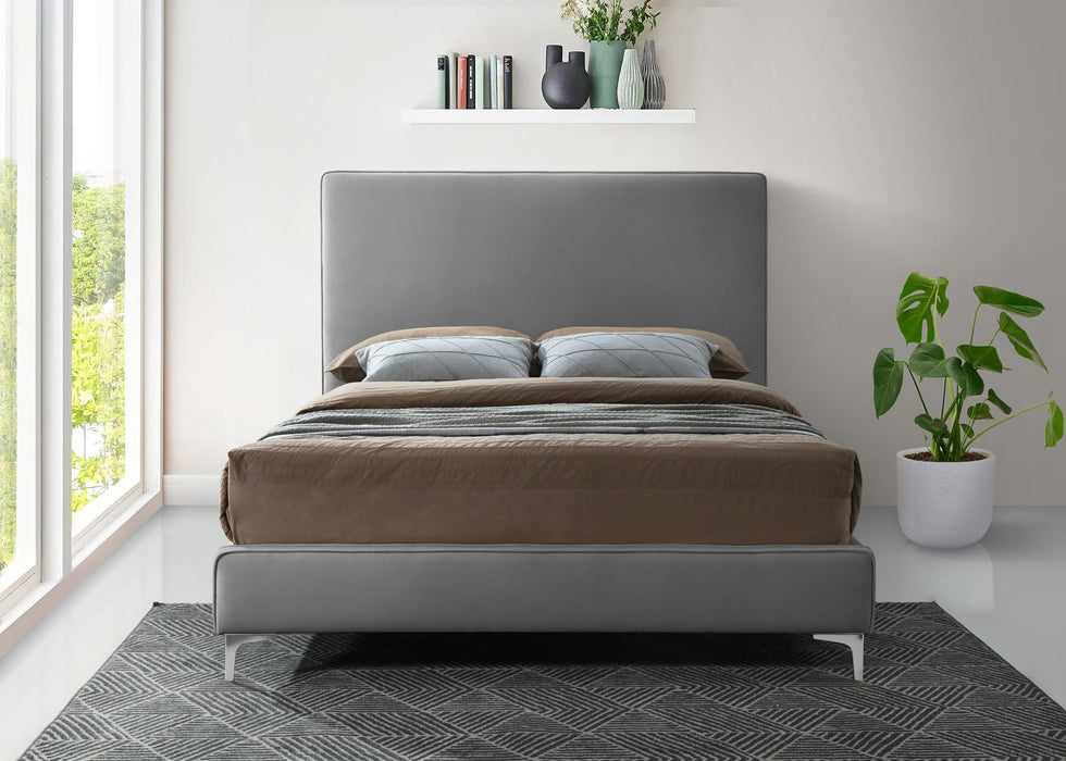 Geri Grey Velvet King Bed