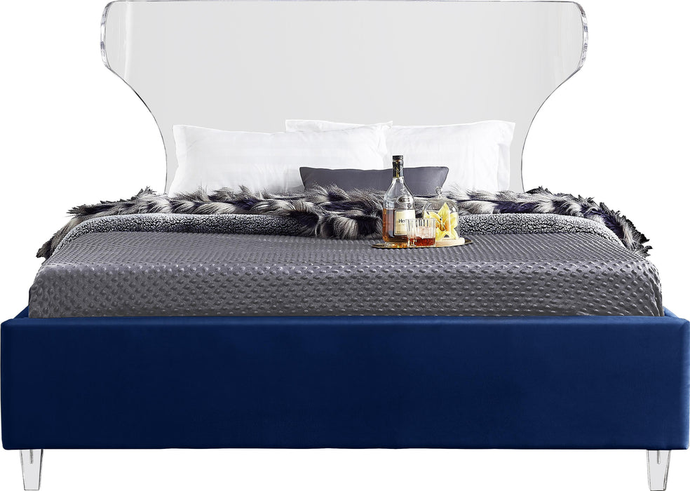 Ghost Navy Velvet King Bed