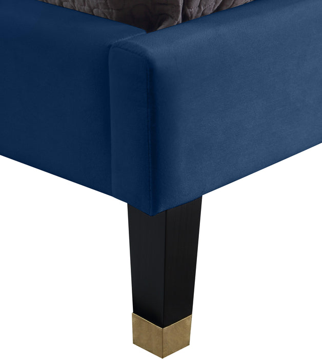 Harlie Navy Velvet King Bed