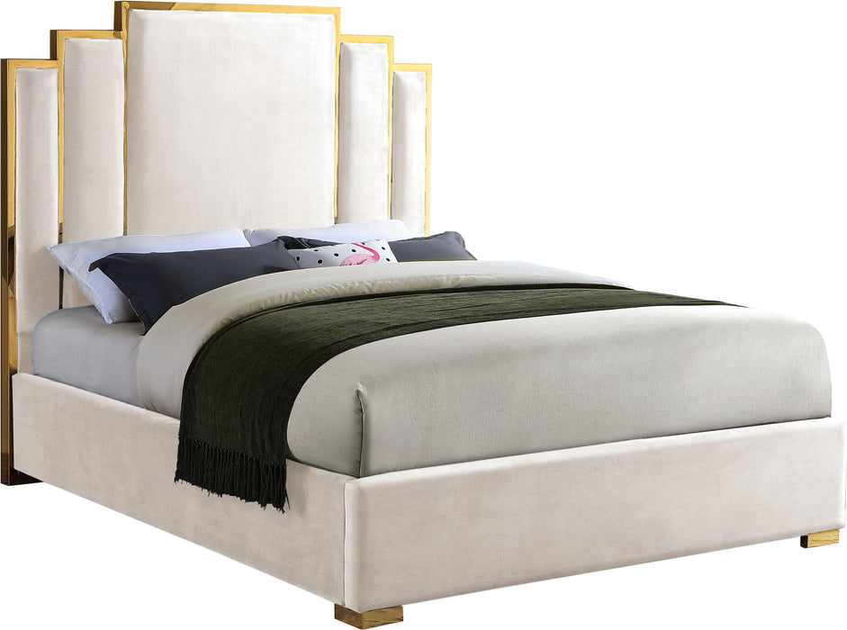 Hugo Cream Velvet Queen Bed image