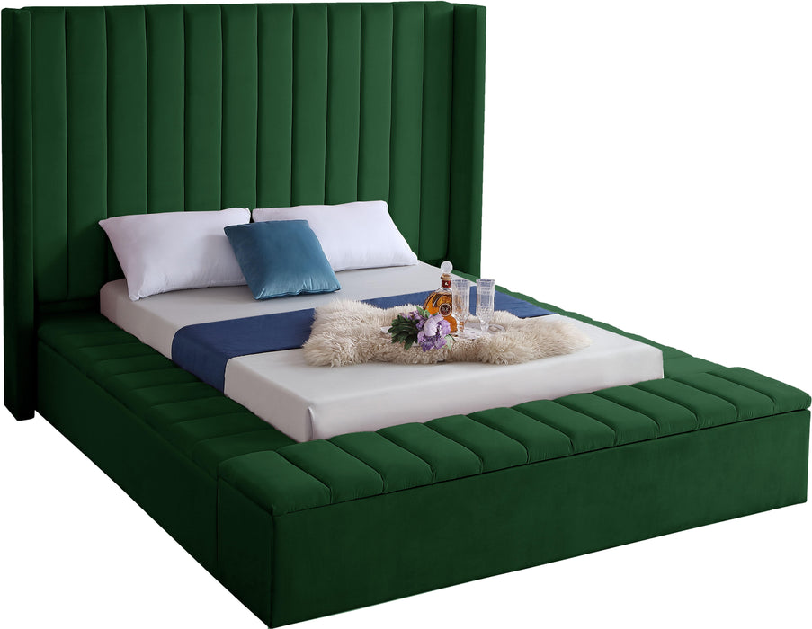 Kiki Green Velvet King Bed (3 Boxes) image