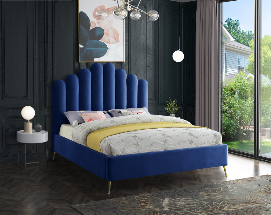 Lily Navy Velvet King Bed