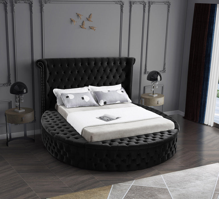 Luxus Black Velvet Queen Bed (3 Boxes)