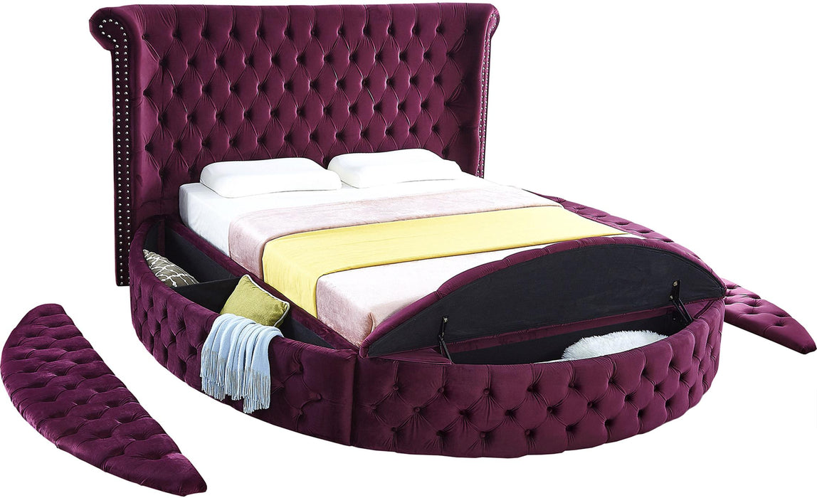 Luxus Purple Velvet King Bed