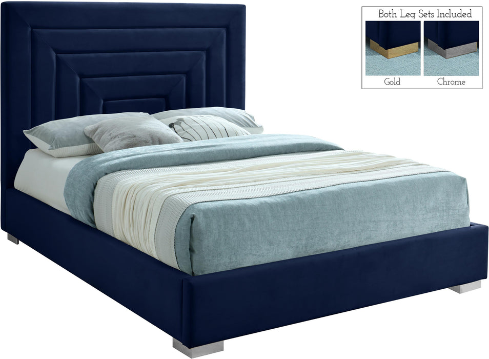 Nora Navy Velvet King Bed