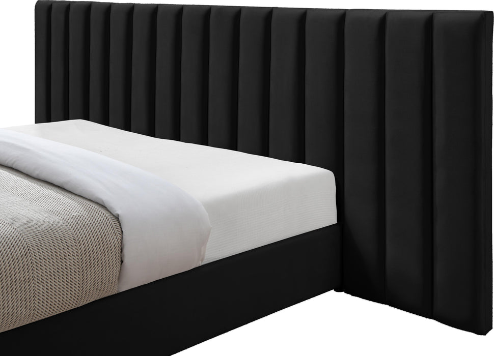 Pablo Black Velvet Queen Bed