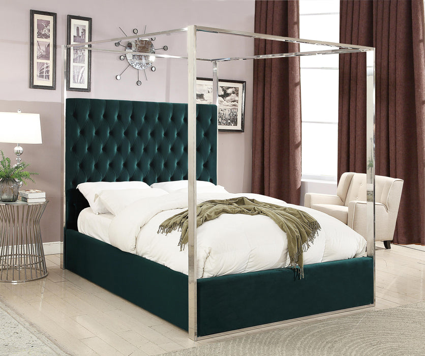 Porter Green Velvet Queen Bed