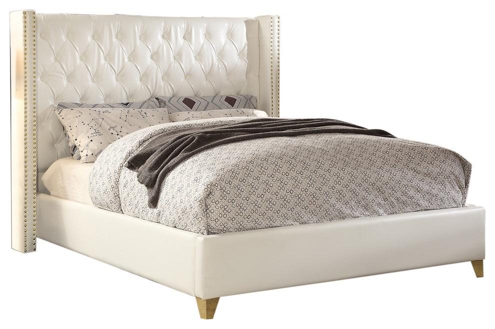 Soho White Bonded Leather Queen Bed image