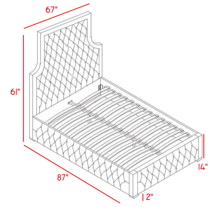 Sedona Grey Velvet Queen Bed