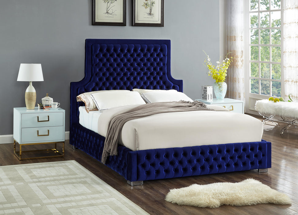 Sedona Navy Velvet Queen Bed