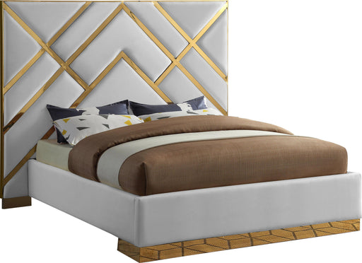 Vector White Faux Leather Queen Bed image