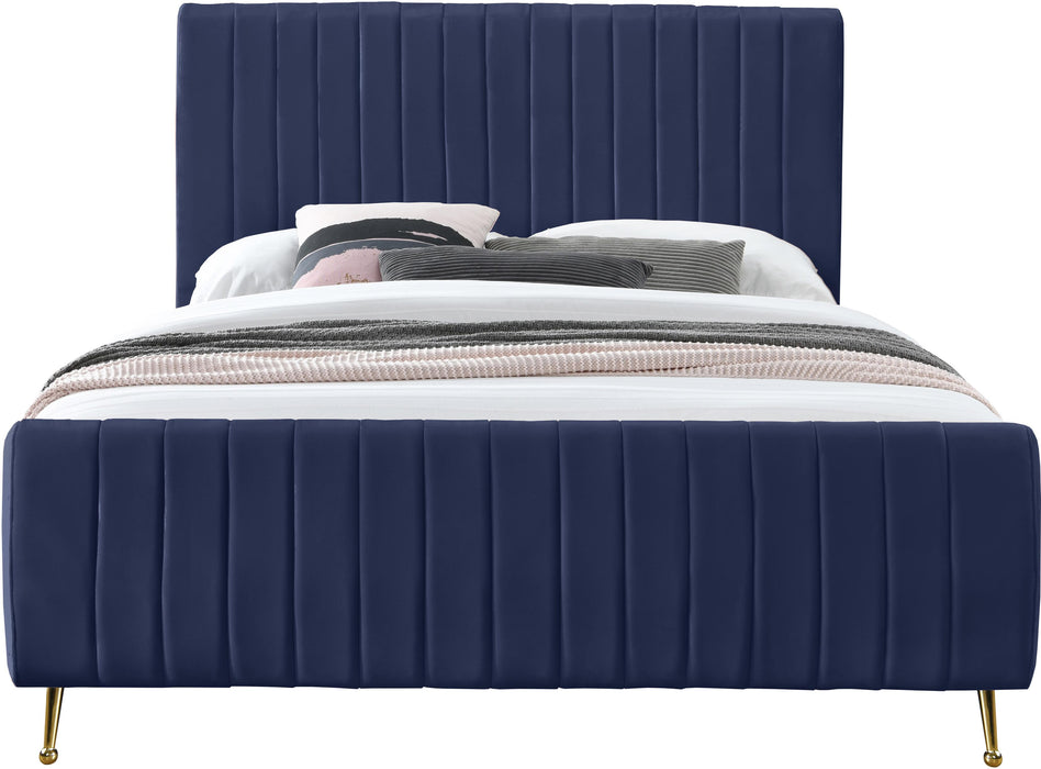 Zara Navy Velvet King Bed (3 Boxes)