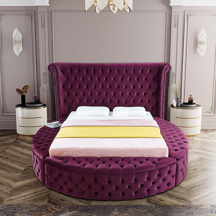 Luxus Purple Velvet King Bed
