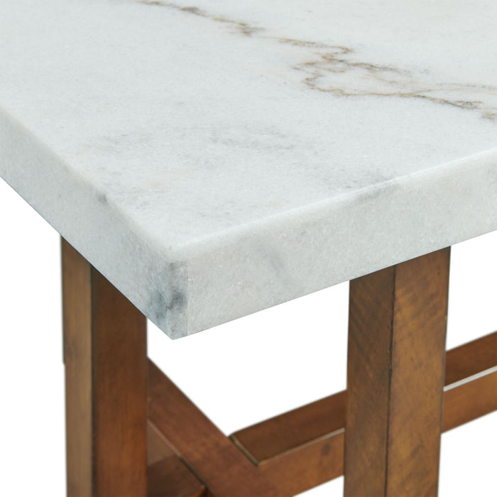 Morris End Table in Espresso W/White Marble Top (3A Packing)