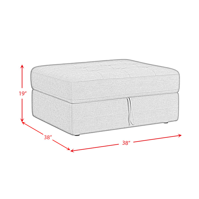 Options One Storage Ottoman in Palmer Plus Teal