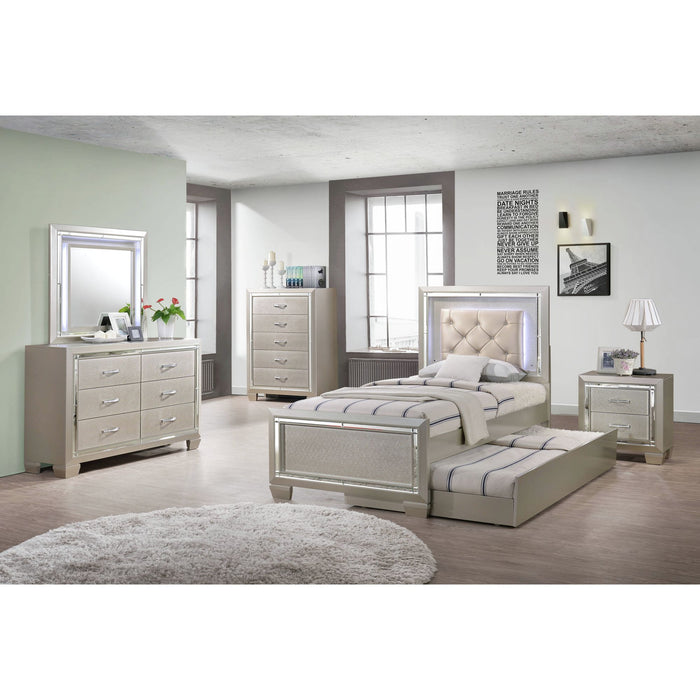 Platinum Youth Dresser & Mirror w/ LED Light Set