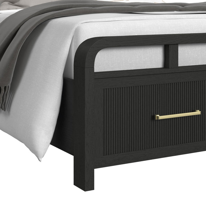 Ridgemont Storage Bedroom Set in Black with Grain