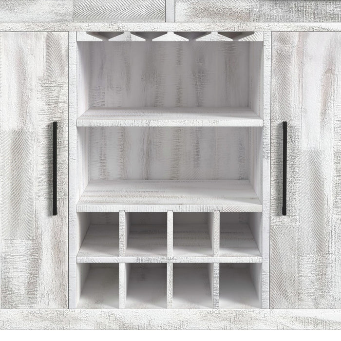 Rogen Rustic Bar Table with Ice Tray, USB and Power in Rustic White