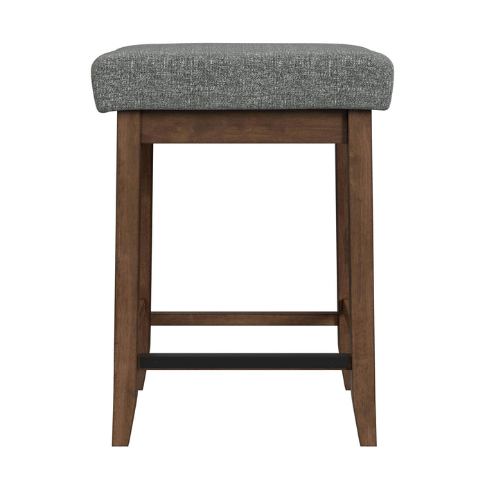 Santa Barbara Kitchen Island & 2 Counter Stools with Dark Grey Fabric in Walnut