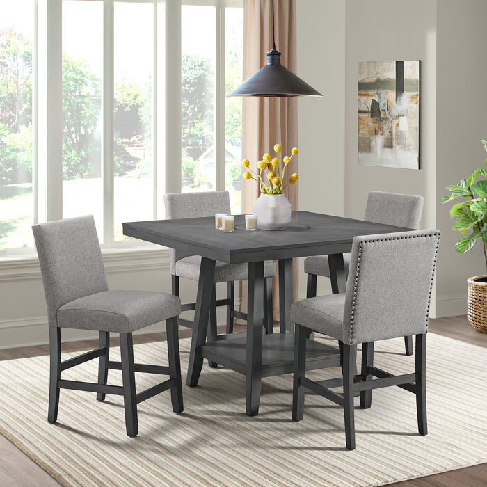 Seneca Square Counter Table with Lazy Susan in Grey
