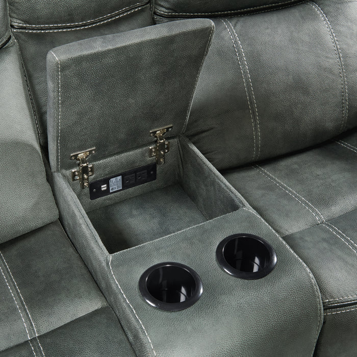 Sorrento 2PC Living Room Set in FB367 Charcoal-Sofa & Loveseat