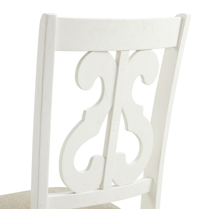 Stone Wooden Swirl Back Side Chair in White (2 Per Pack)