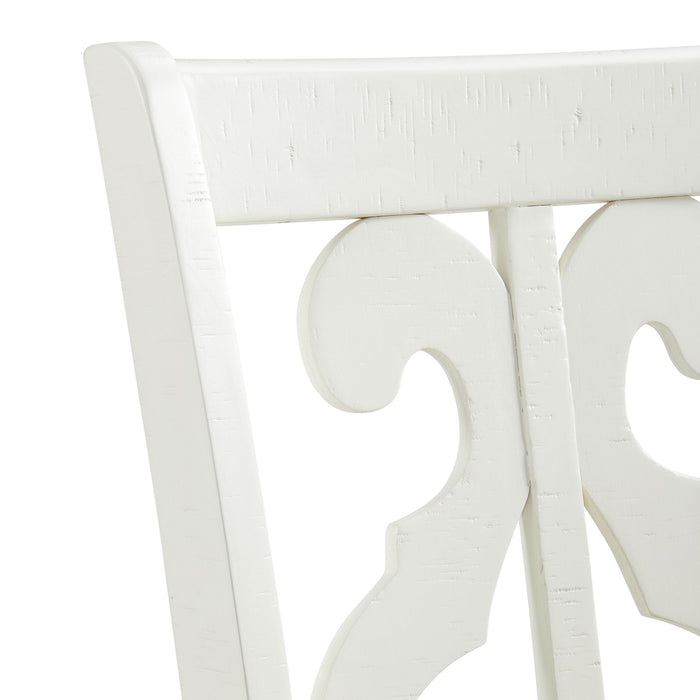Stone Wooden Swirl Back Side Chair in White (2 Per Pack)