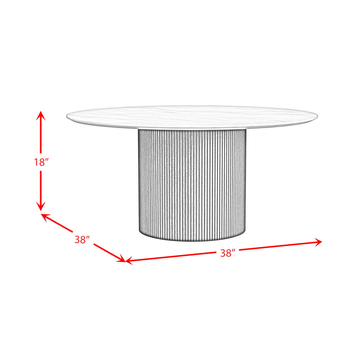 Sylvie 2PC Occasional Table Set with White Faux Marble Top and Base in Dark Brown-Coffee Table & End Table