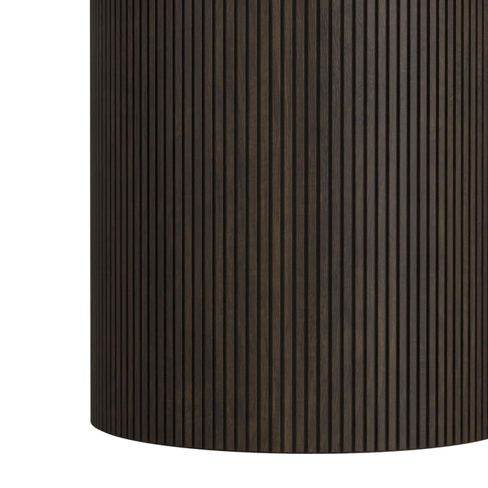 Sylvie Round Dining Table with White Faux Marble Top in Dark Brown