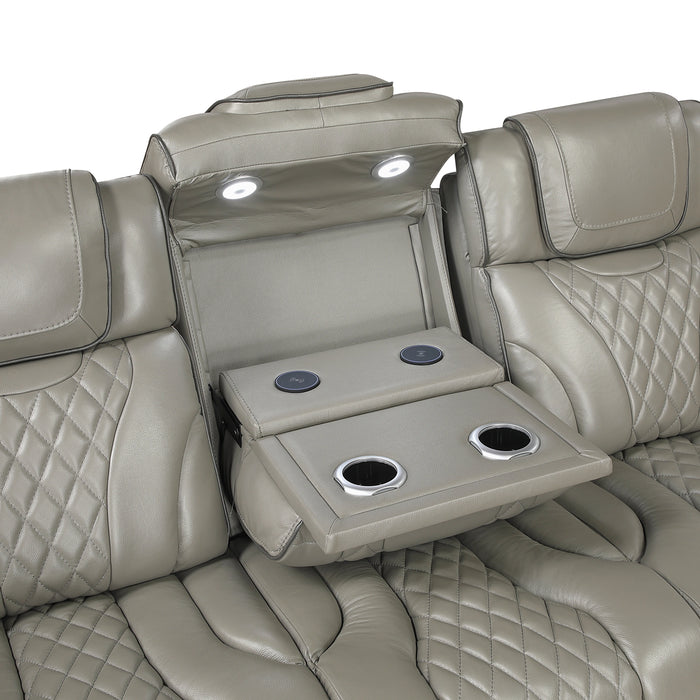 Apex Power Double Reclining Sofa With Center Drop-Down Cup Holders