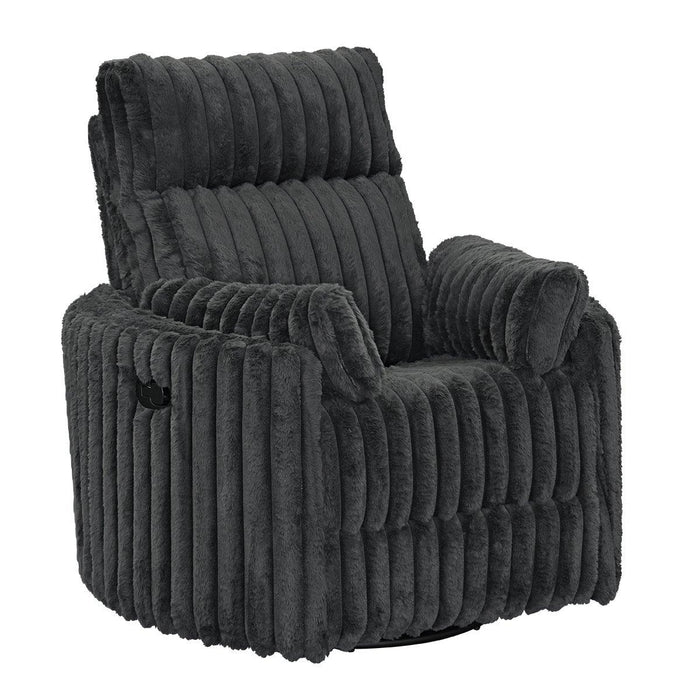 Gray Corduroy Fabric Manual Swivel Glider Recliner