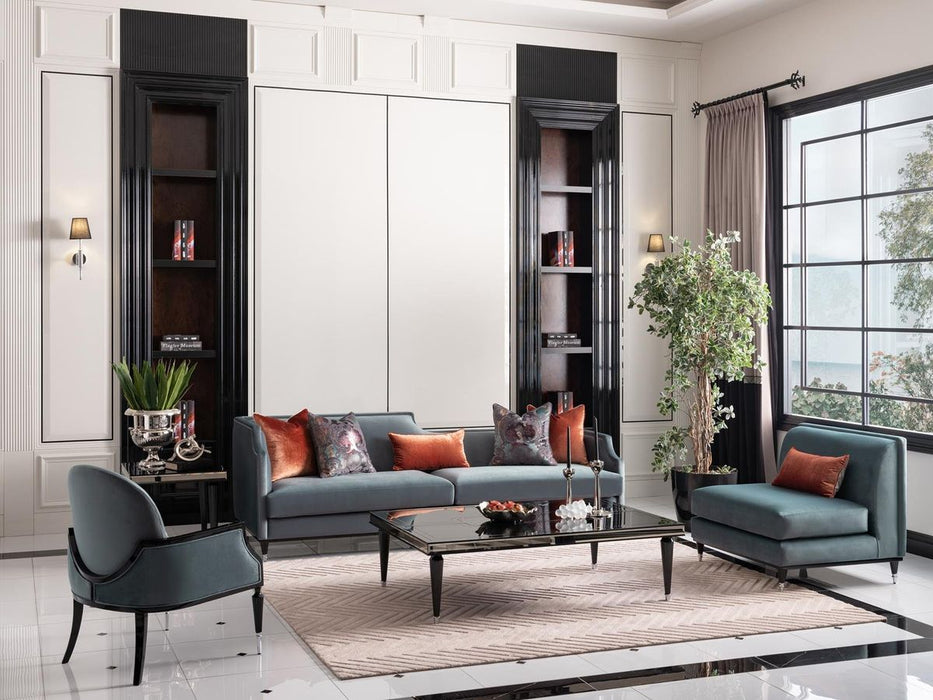 AICO La Francaise Mansion Sofa in Azure/Black image