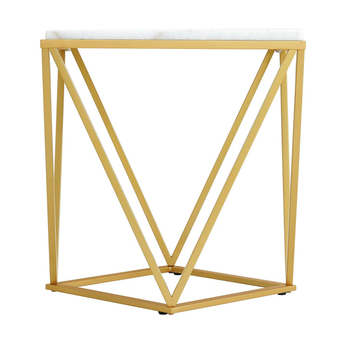 Riko 2PC Occasional Table Set in Gold-Coffee Table & End Table
