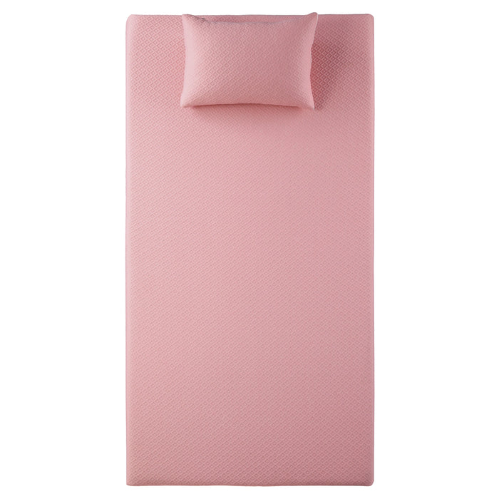 Leo 7" Pink Twin Gel-Infused Memory Foam Mattress And Pillow Set