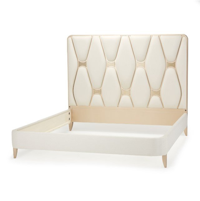 AICO La Rachelle King Upholstered Panel Bed in Medium Champagne