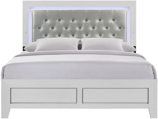 Elements International Belinda Queen Upholstered Panel Bed in White image